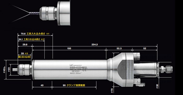 日本NAKANISHI中西 NSK中心出水主轴 BMS-4020-MQL钻深孔案