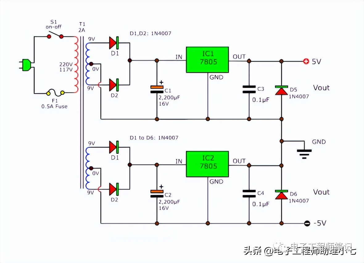 LM7805稳压器应用电路讲解