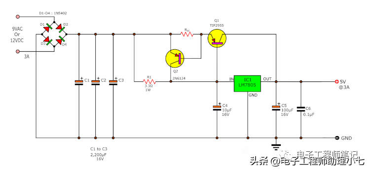 LM7805稳压器应用电路讲解