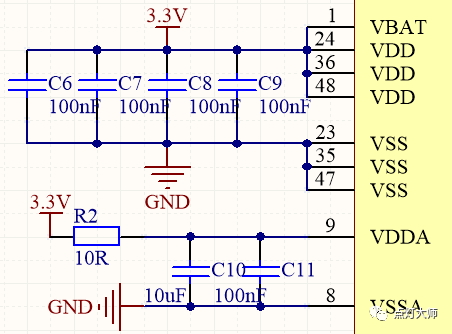 STM32F103C8T6单片机最小系统电路原理图