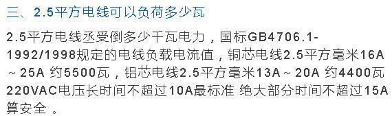 电工最关心的1方1.5方2.5方4方6方电线究竟负荷多少瓦？