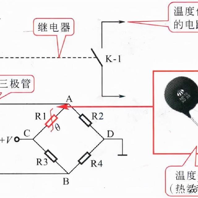 电工电路中温度传感器的控制原理图解