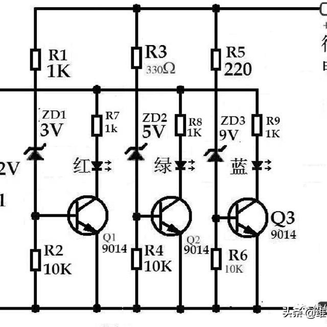 用LED和稳压管制作的简易电压表