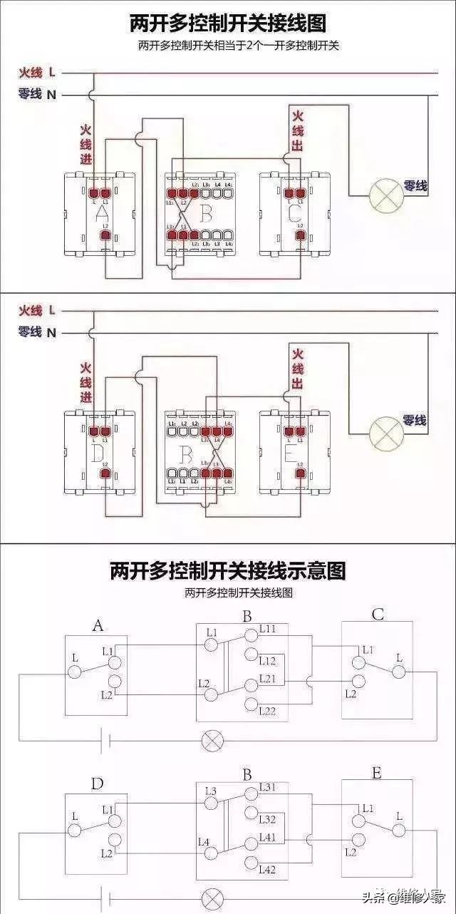 家庭电路中常用接线图