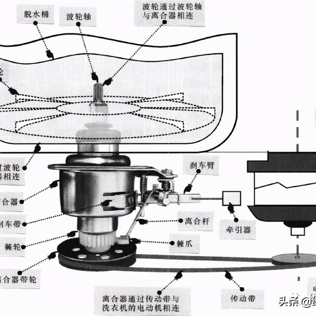 波轮洗衣机电动机及离合器的工作原理