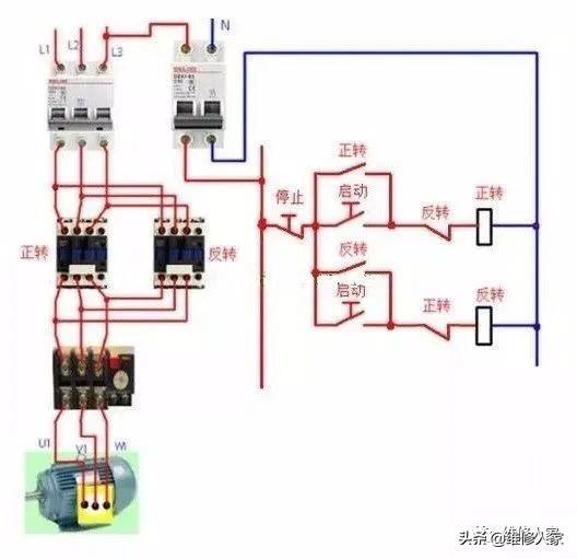 接触器控制电机正反转接线方法图解