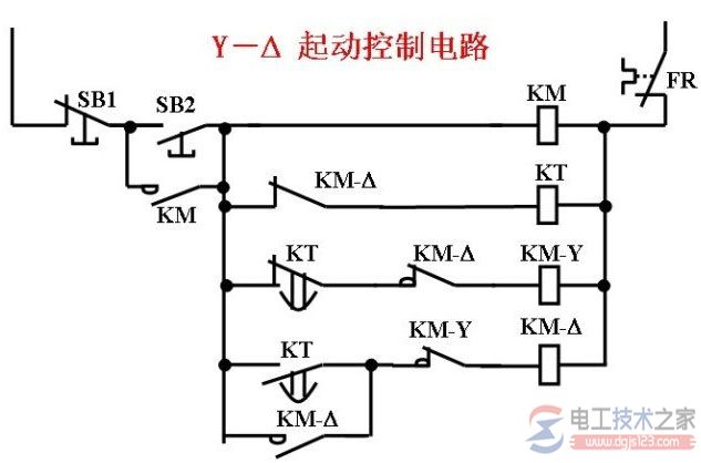 一例电动机星三角启动的接线图