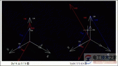 三相变压器接线图及相电压矢量图画出Y/△接法