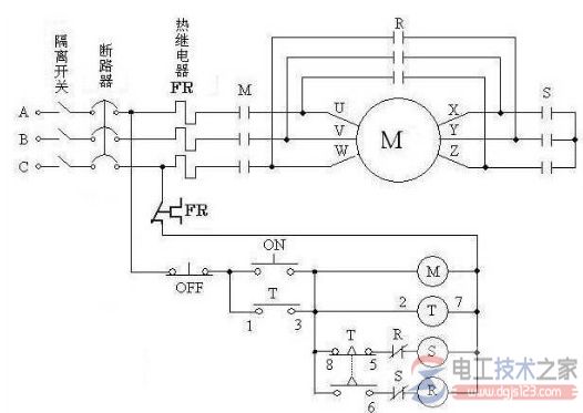 一例电机星三角启动的接线图