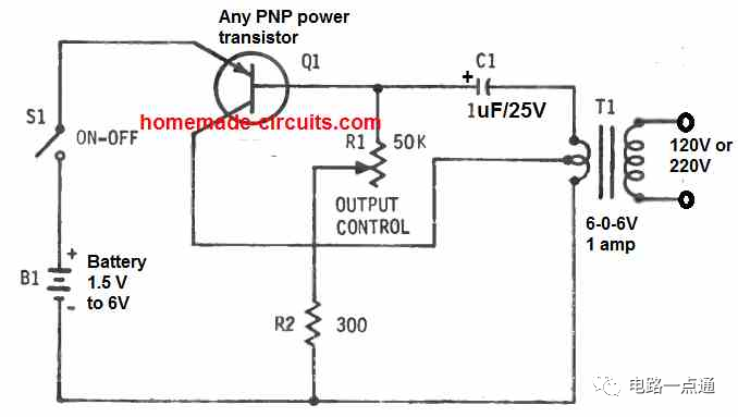 1.5V、3V、6V转换为220V的逆变电路分析