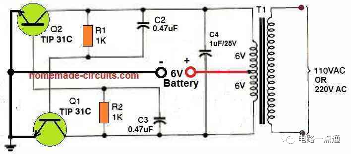 1.5V、3V、6V转换为220V的逆变电路分析