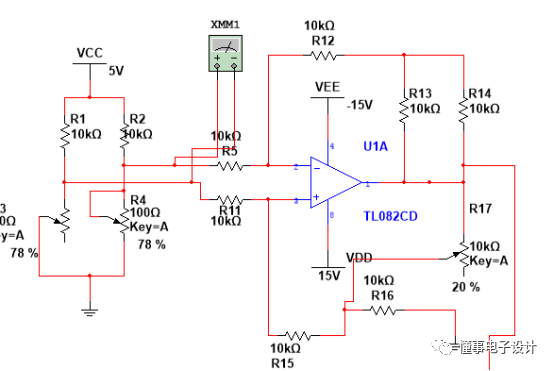 温度测量与控制电路Multisim仿真