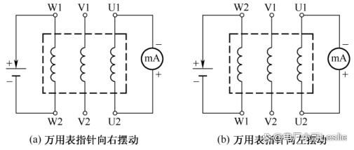 用干电池和万用表判别电动机绕组的首尾端的电路