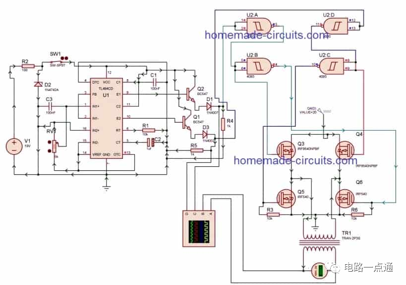 逆变器电路图分享 基于PWM IC TL494的逆变器电路设计