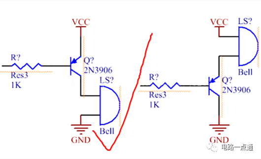 基于NPN和PNP三极管的蜂鸣器驱动电路图 三极管做开关的导通和关断条件