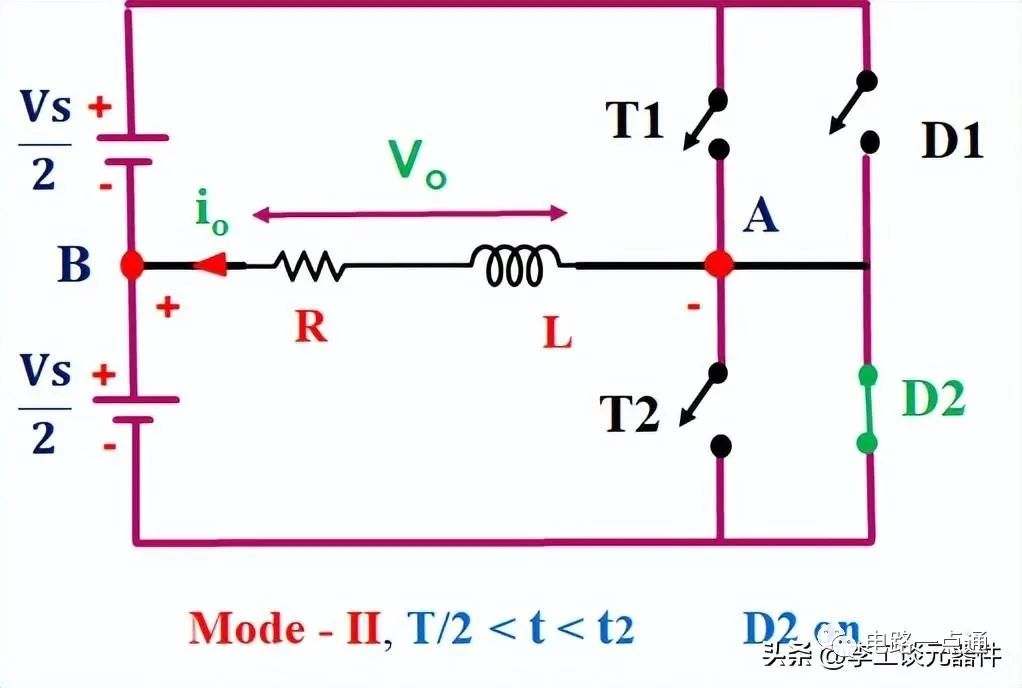 带RL负载的单相半桥逆变电路图 单相负载半桥逆变器的工作原理