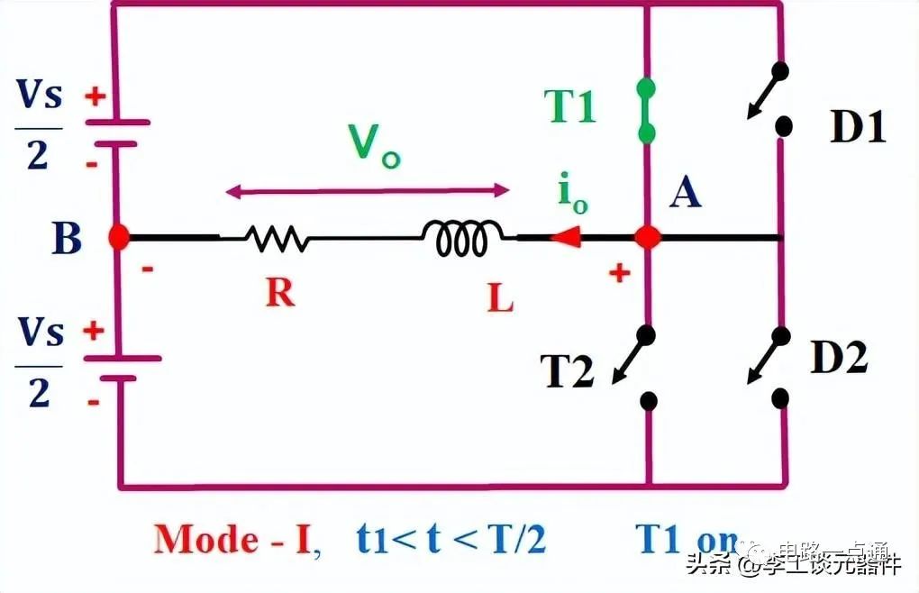 带RL负载的单相半桥逆变电路图 单相负载半桥逆变器的工作原理