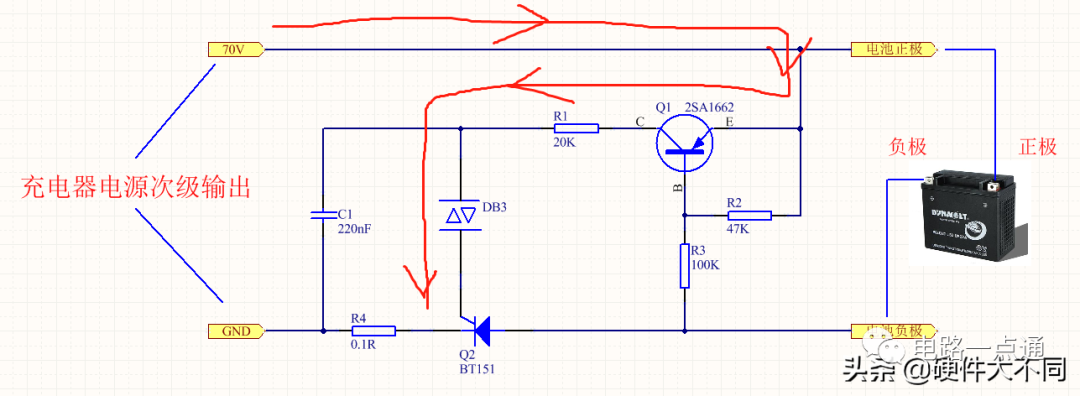电动车充电器电路图解析 电动车充电器的输出端接入电池时会发生什么？