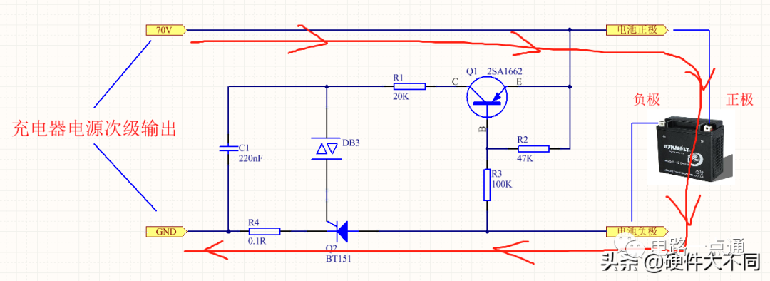 电动车充电器电路图解析 电动车充电器的输出端接入电池时会发生什么？