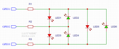 用3个IO口控制6个LED灯的原理分析 电动牙刷中6个LED灯的电路设计