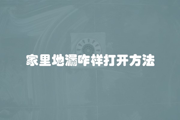 家里地漏咋样打开方法