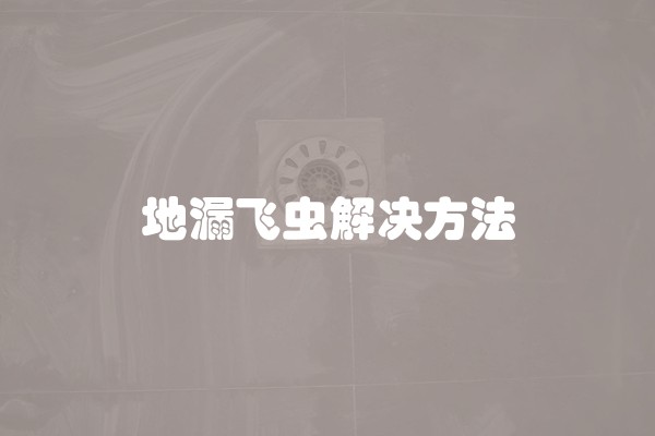 地漏飞虫解决方法