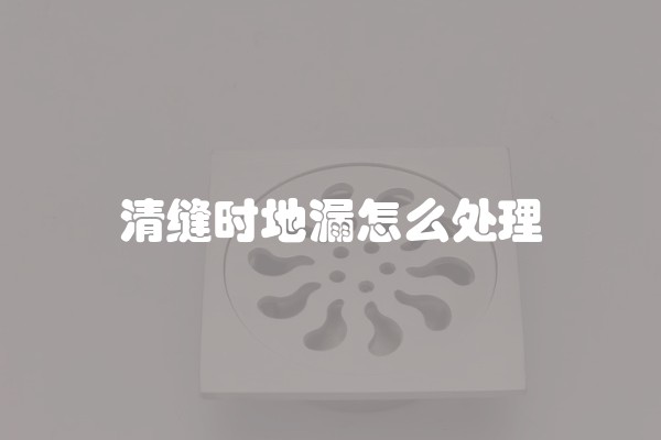 清缝时地漏怎么处理