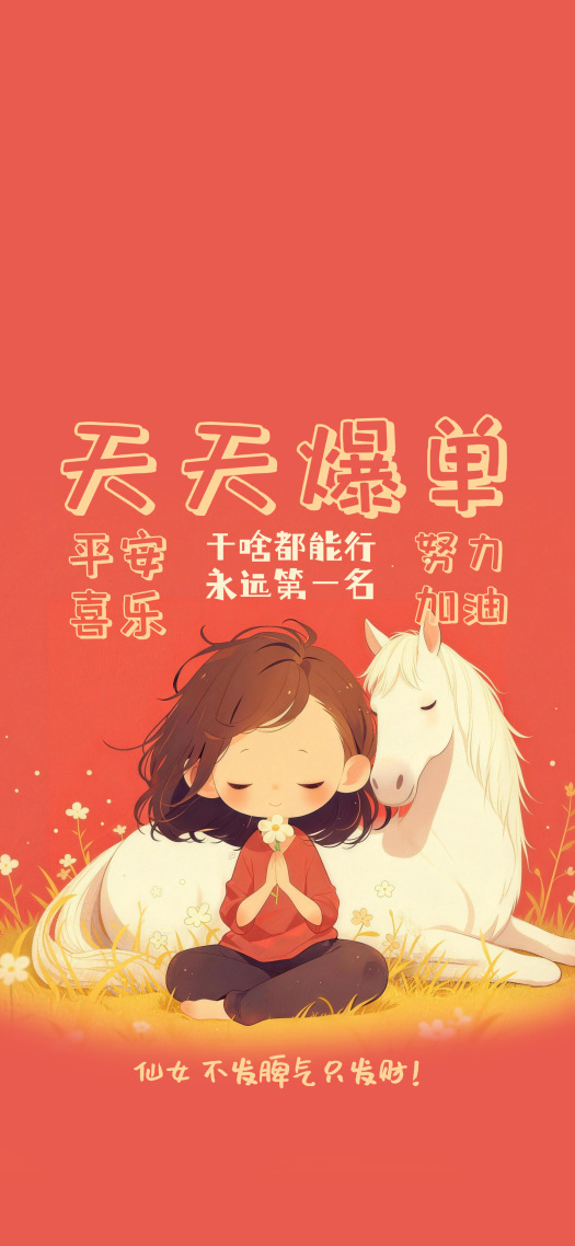 佛系少女马年红色天天爆单好运