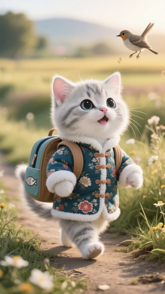 可爱背书包猫咪