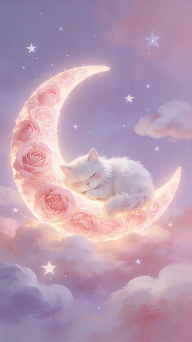 月亮上的安睡猫