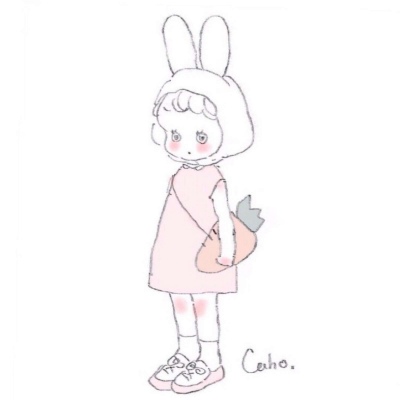 千鹤/简笔/简约清新女生/云朵偷喝了我的红酒，于是它的脸红成了晚霞/ cuho