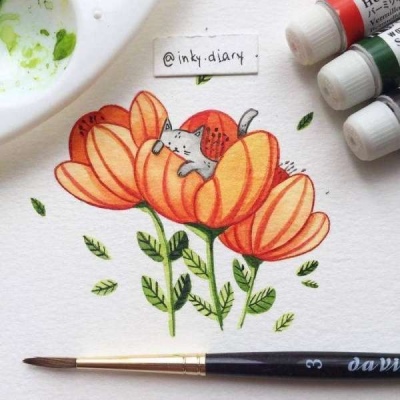 可爱插画小清新小动物/林芙/详见水印