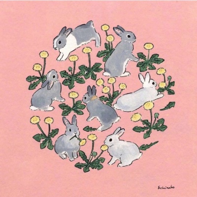 背景图/壁纸    文艺 鲜花 兔子 简约