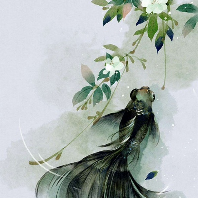 古风九色锦鲤背景图