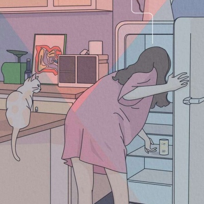 一人一猫，寂静的小天地～韩国画师serah插画作品.