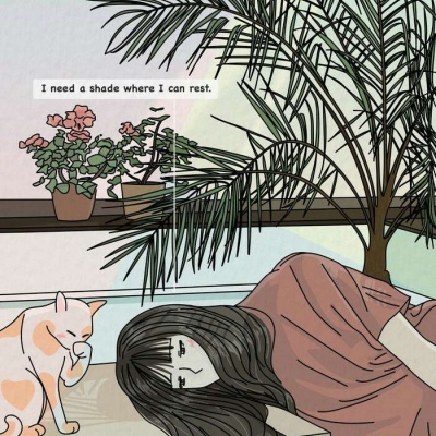 一人一猫，寂静的小天地～韩国画师serah插画作品.
