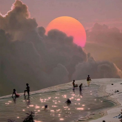 恬恬/个性梦幻唯美紫色天空背景/星河尽明意 万般皆是你