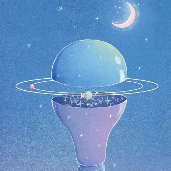 蓝色系清新唯美插画背景图/图源xjl/侵权致歉.