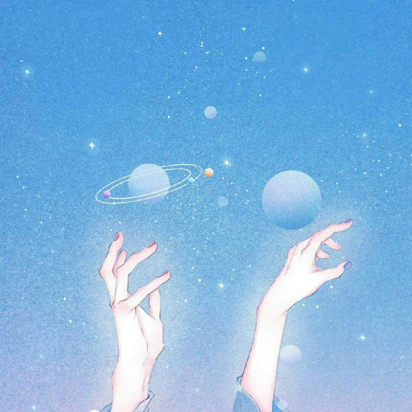 蓝色系清新唯美插画背景图/图源xjl/侵权致歉.