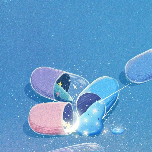 蓝色系清新唯美插画背景图/图源xjl/侵权致歉.