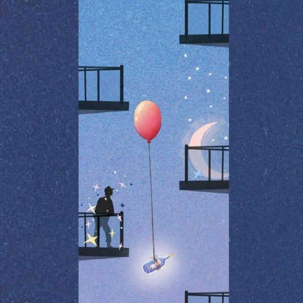蓝色系清新唯美插画背景图/图源xjl/侵权致歉.