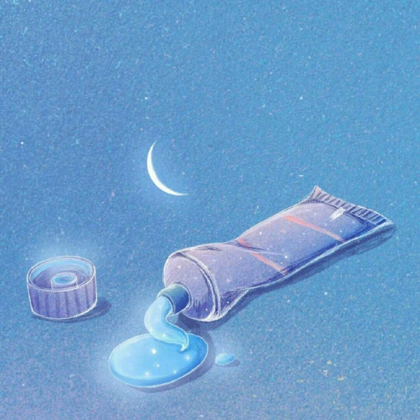 蓝色系清新唯美插画背景图/图源xjl/侵权致歉.
