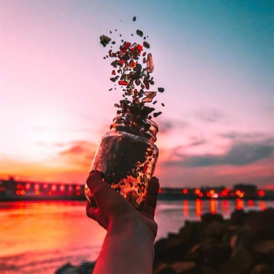 唯美意境/黄昏/大海/背景图/水逆退散 点赞接收好运