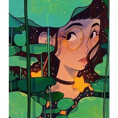 治愈系唯美插图.   窗外下着冷清清的雨