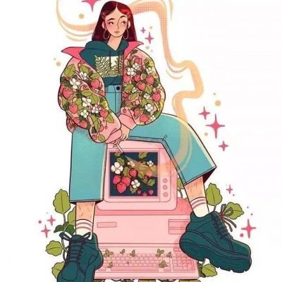 治愈系唯美插图.   窗外下着冷清清的雨