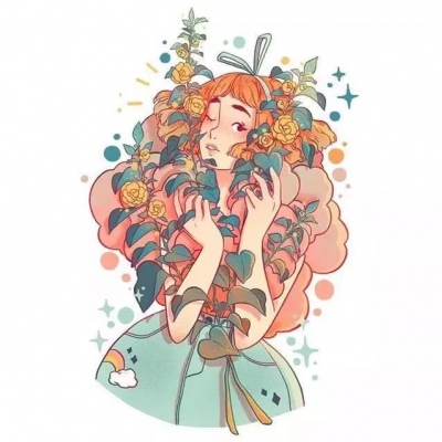 治愈系唯美插图.   窗外下着冷清清的雨