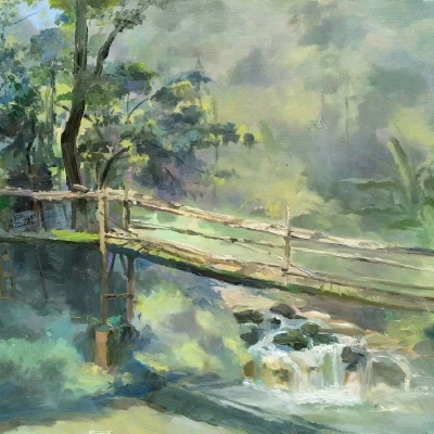 独一无二的唯美油画:我隐居深山只为逃离你的笑容。‖素质拿图点赞＋关注