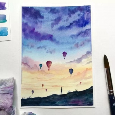 安奈 唯美清新插画 因为梦中有你 我一觉睡到八点