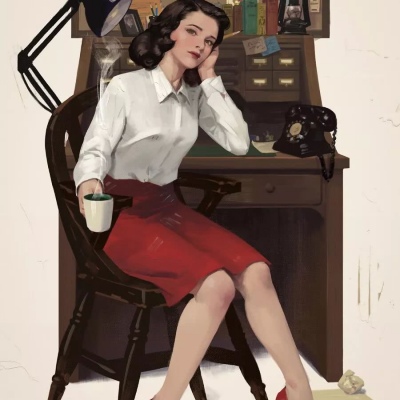 彩绘插画头像  韩国艺术家作品