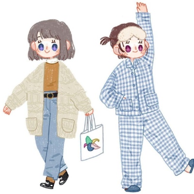 顾羽书.  超可爱的少女穿搭插画~/插画师Emily Wee